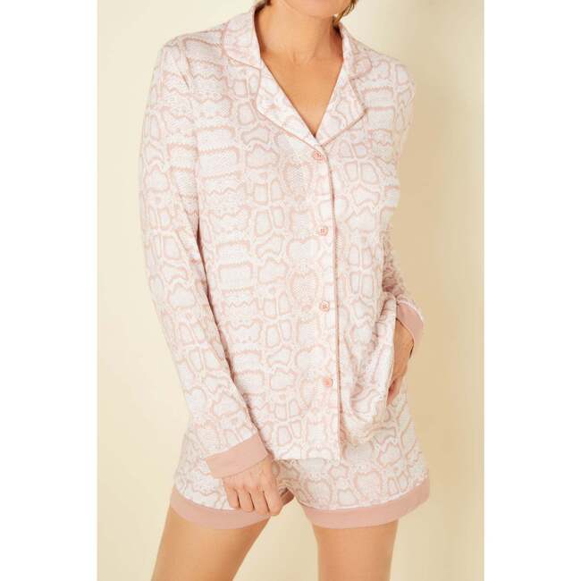 Printed Long Sleeve Top & Boxer Pajama Set Mandorla Snake/Mandorla - Pajamas - 2