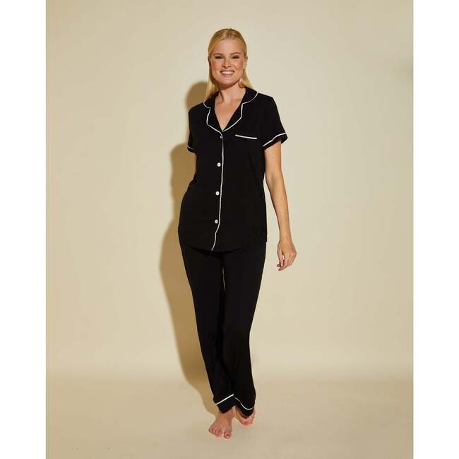 Short Sleeve Top & Pant Pajama Set Black/Ivory - Pajamas - 2