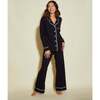 Petite Long Sleeve Top & Pant Pajama Set Black/Ivory - Pajamas - 1 - thumbnail