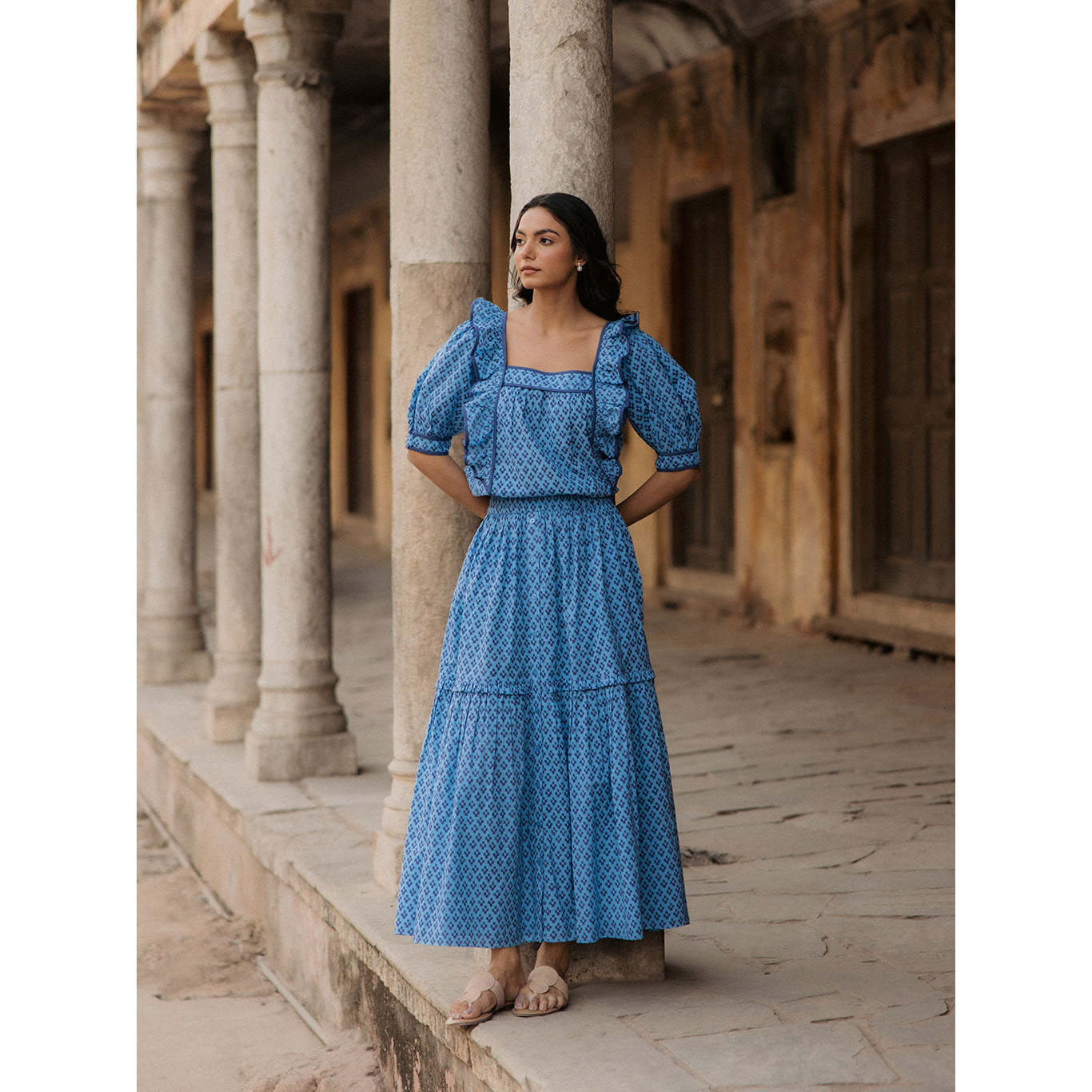 Jeannie Skirt, Blue Diamond Ditsy - Skirts - 1