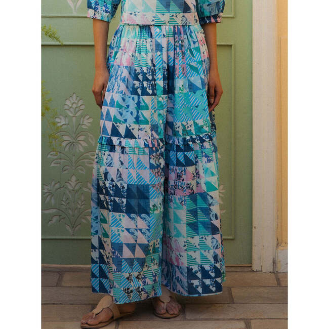 Mimi Skirt, Green & Blue Geo - Skirts - 2