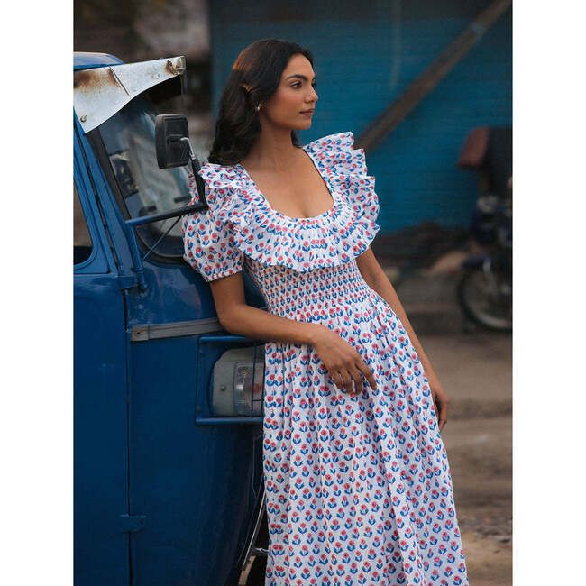 Daphne Dress, Blue and Pink Dandelion - Dresses - 2