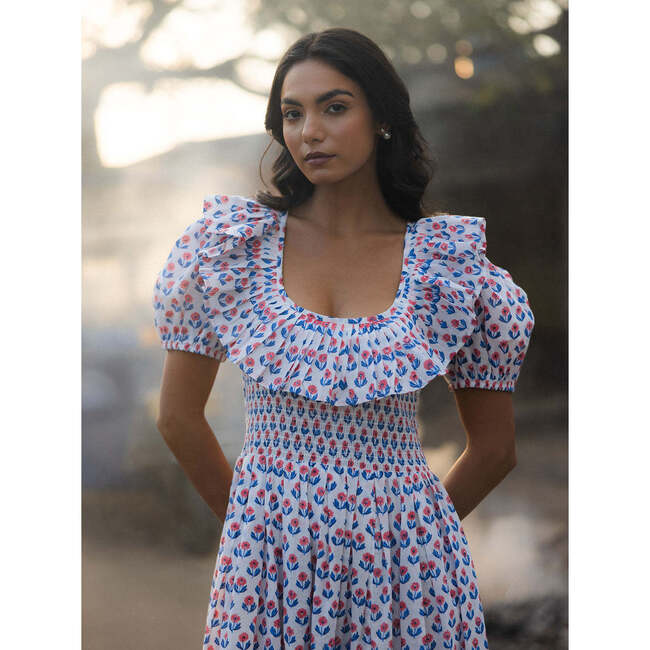 Daphne Dress, Blue and Pink Dandelion - Dresses - 3