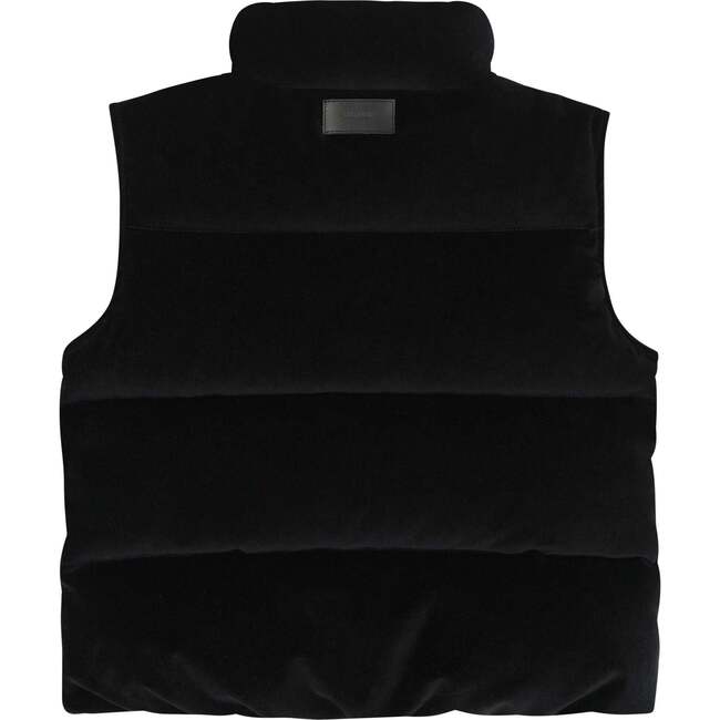 Puffer Velvet Sleeveless Front Button Pocket Vest, Black - Vests - 2