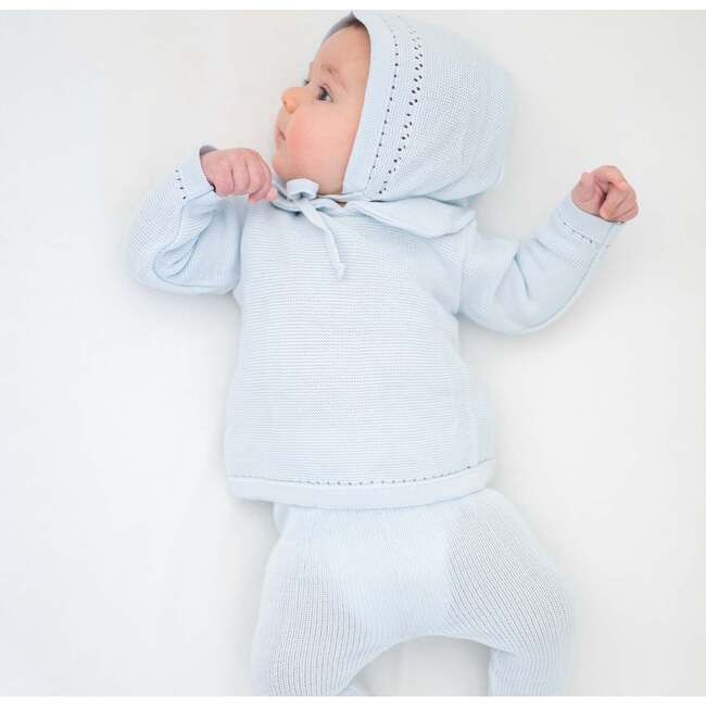 Knit Baby Boy Sweater & Stockings Set, Light Blue - Mixed Apparel Set - 2