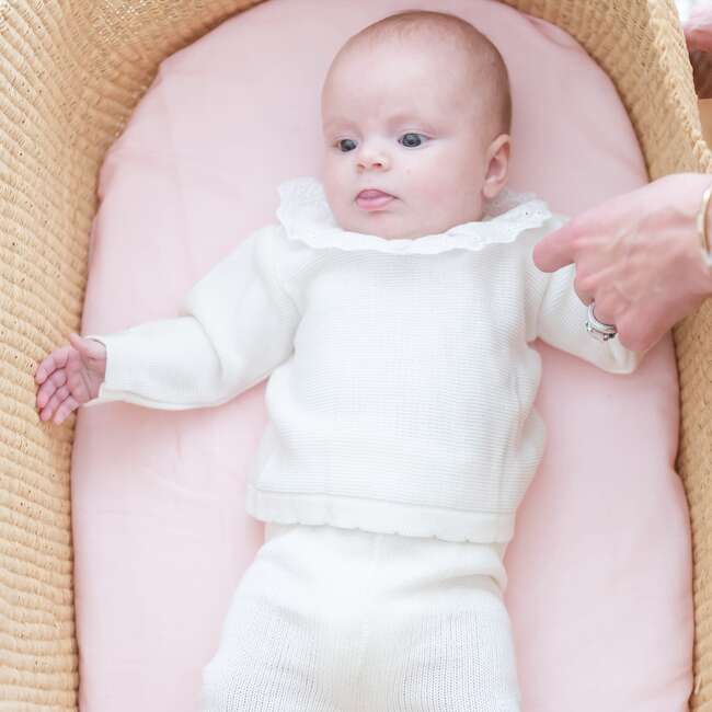 Knit Baby Girl Sweater & Stockings Set, Ivory - Mixed Apparel Set - 3