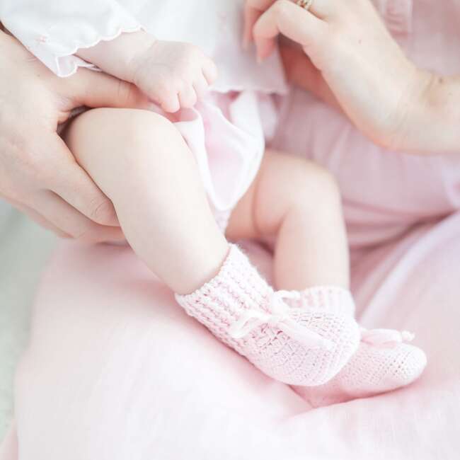 Knit Baby Booties, Pink