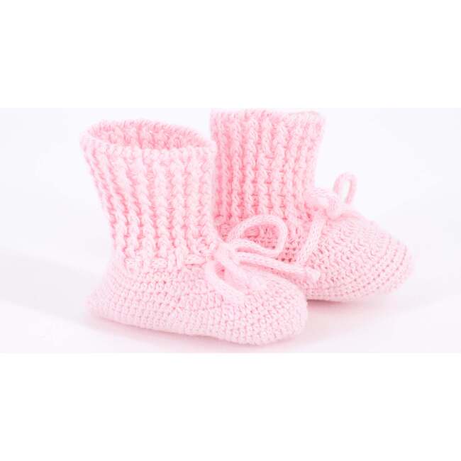 Knit Baby Booties, Pink - Booties - 3