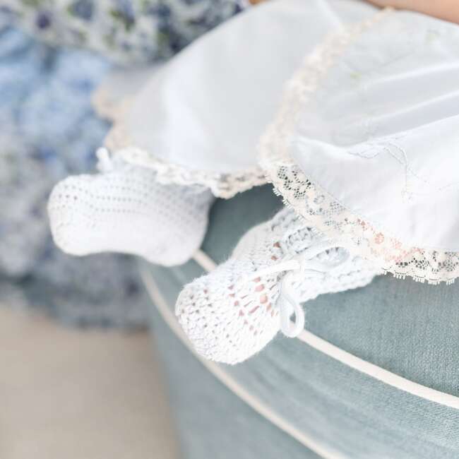 Knit Baby Booties, Light Blue - Booties - 2