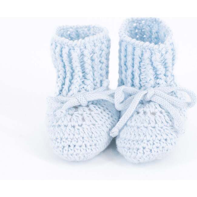 Knit Baby Booties, Light Blue - Booties - 3