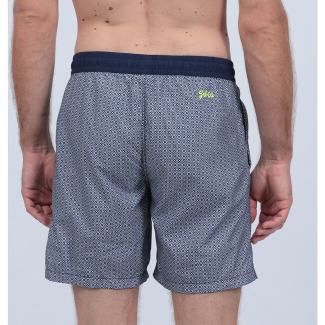 Men's Trawangan Long Swim Trunk, Navy Azulejos - Swim Trunks - 3