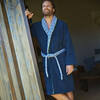 Men's Bathrobe, Azulejos Collar Navy - Robes - 2