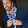 Men's Bathrobe, Azulejos Collar Navy - Robes - 3