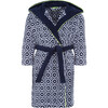 Boys Bathrobe, Azulejos Print Navy Collar - Robes - 1 - thumbnail