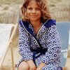 Boys Bathrobe, Azulejos Print Navy Collar - Robes - 2