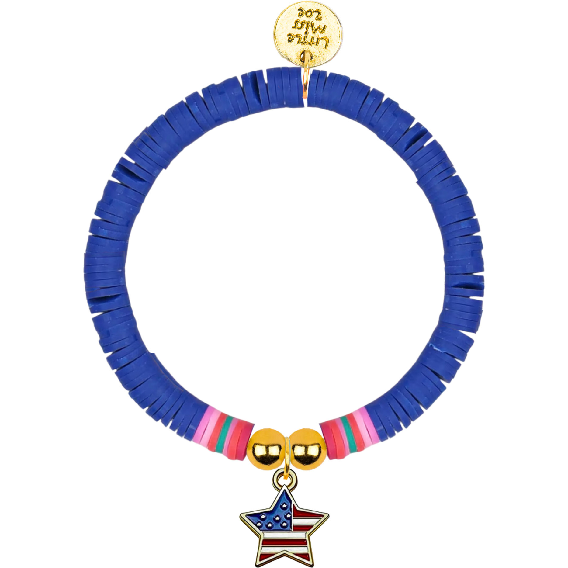 Patriotic Star Vinyl Bracelet, Blue - Bracelets - 1