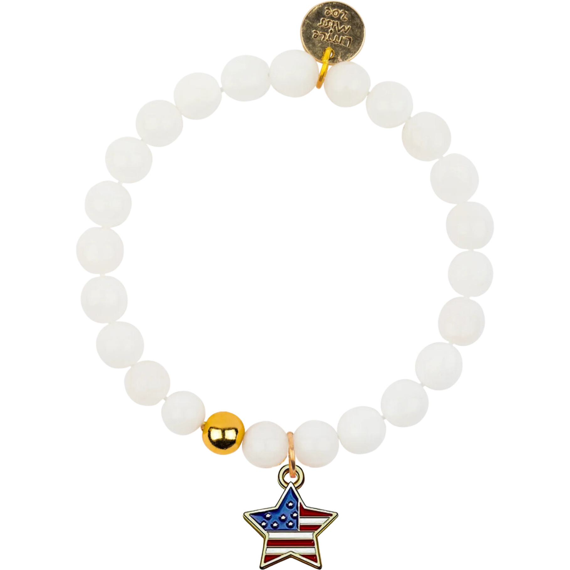 Patriotic Star Gemstone Bracelet, White - Bracelets - 1