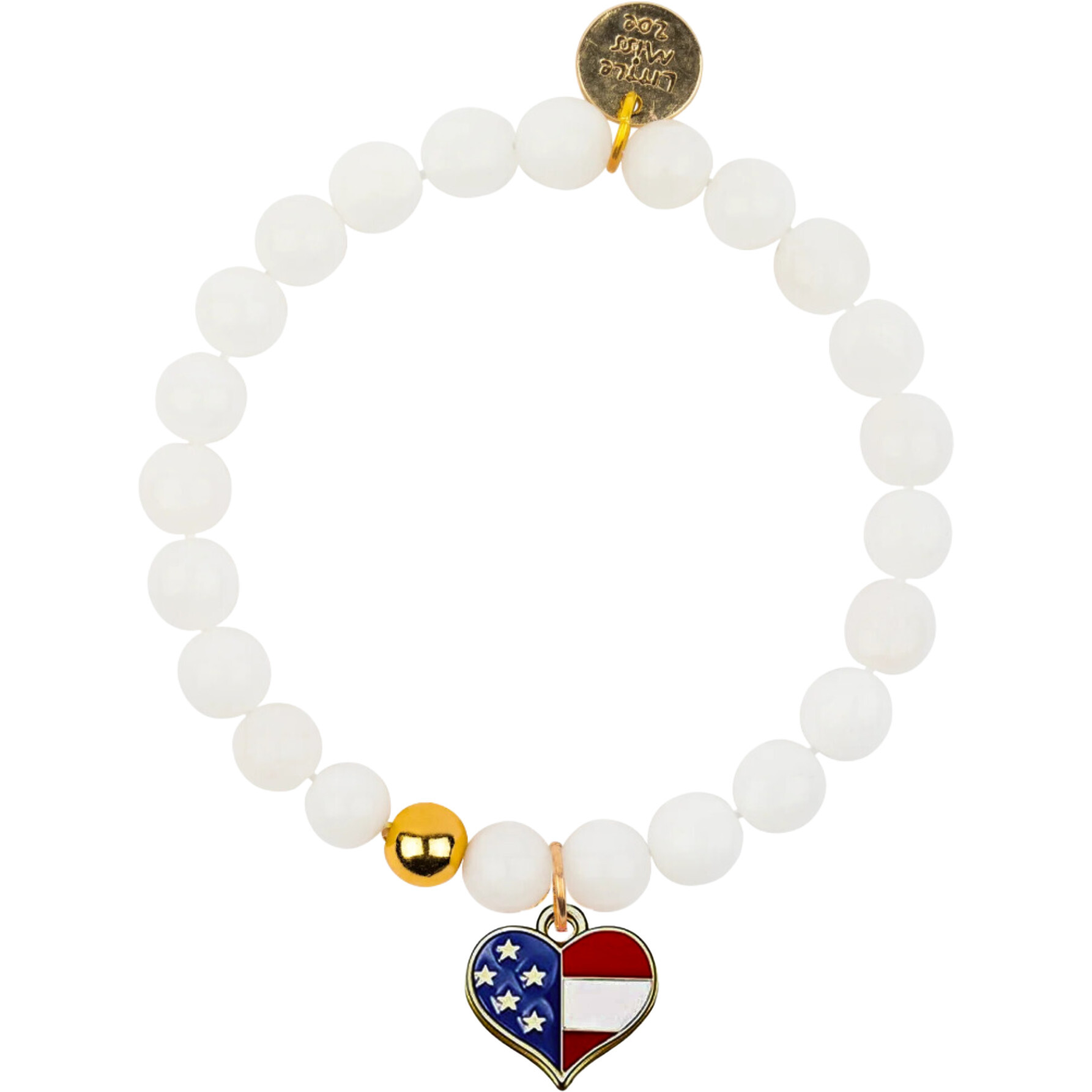 Patriotic Heart Gemstone Bracelet, White - Bracelets - 1