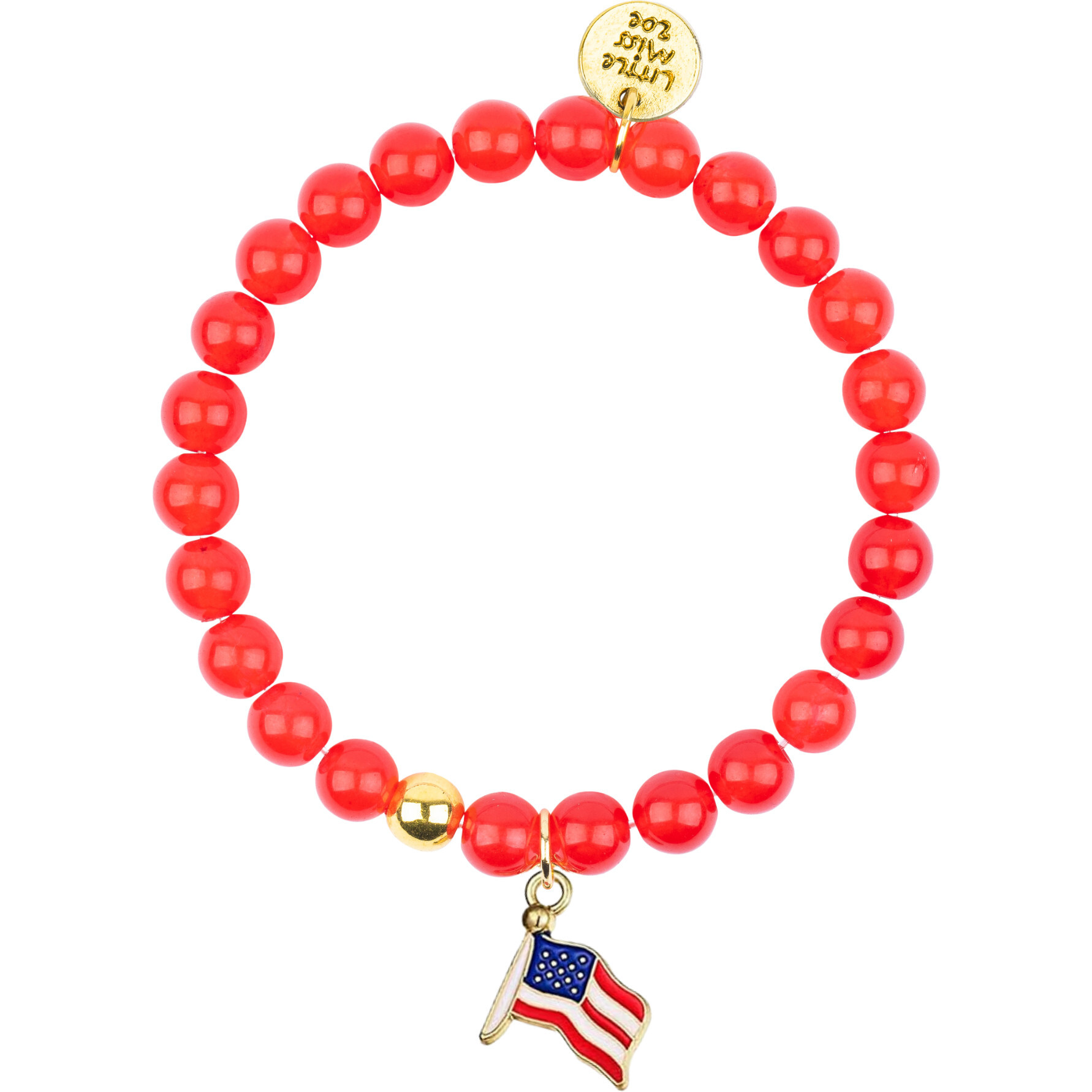 Patriotic Flag Gemstone Bracelet, Red - Bracelets - 1
