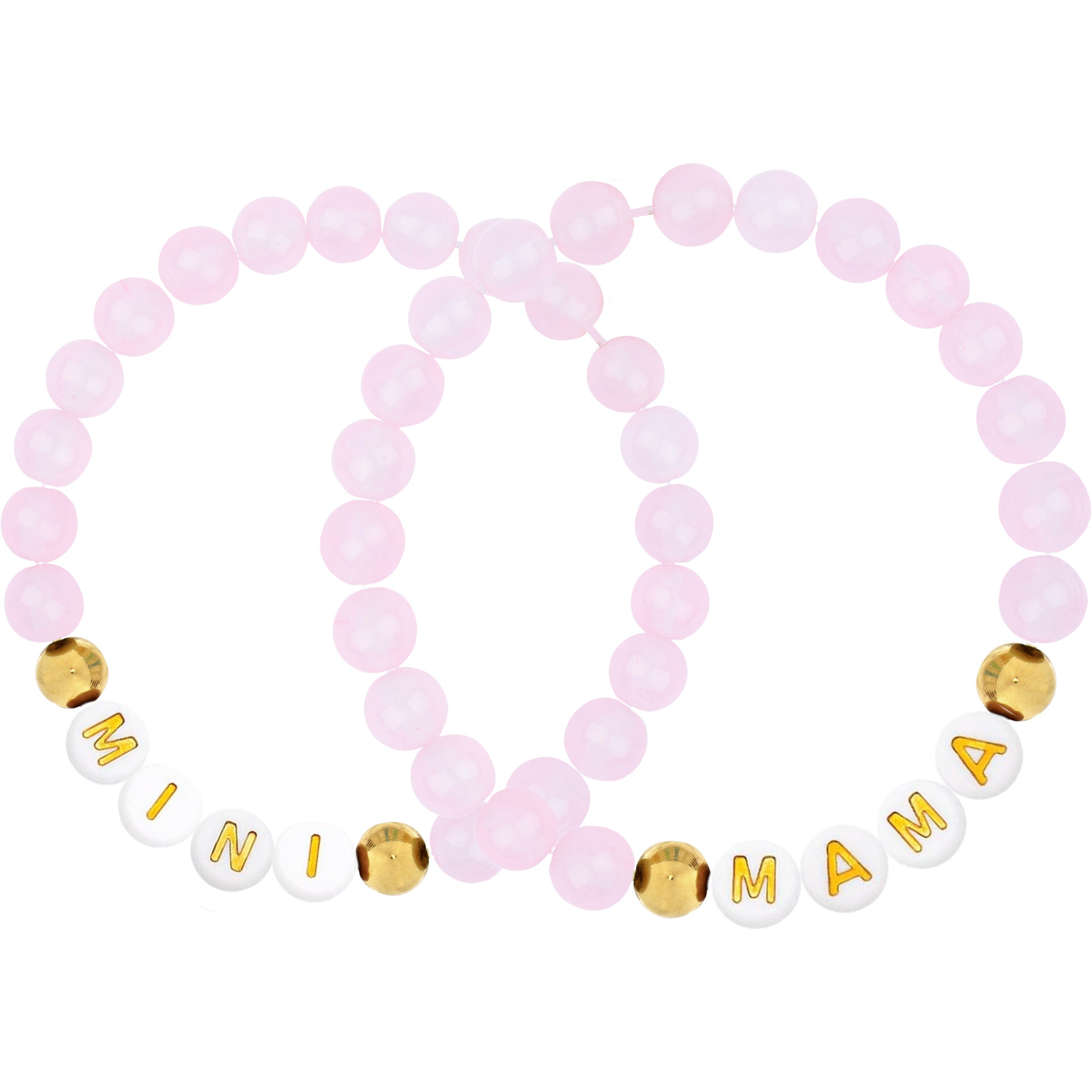 Gold-Filled Mini and Mama Bracelet Set, Pink - Bracelets - 1
