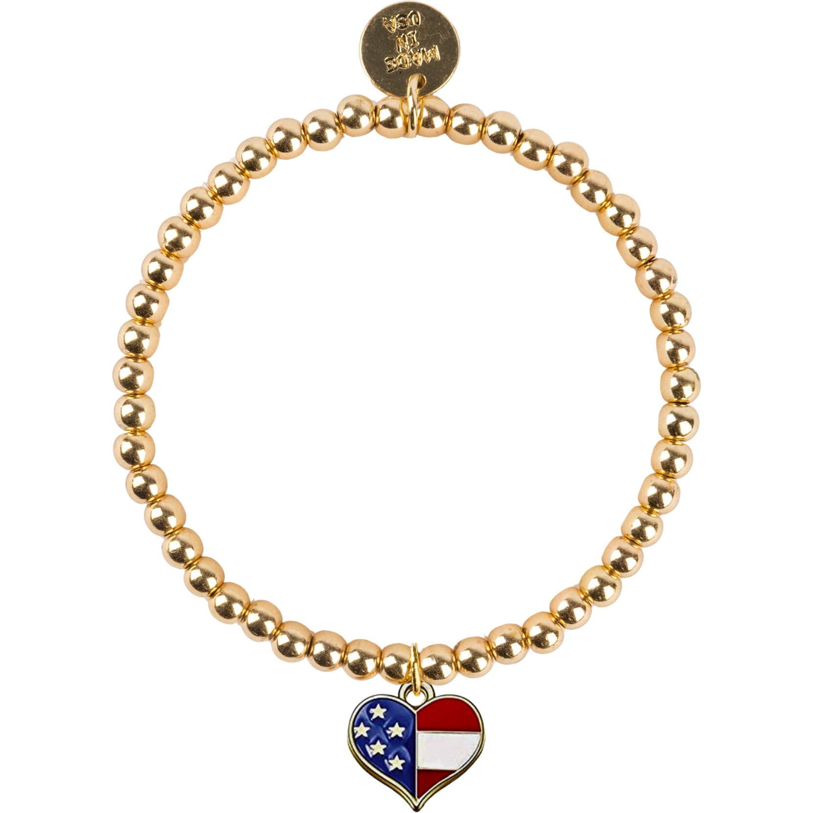 Dainty Gold Patriot Heart Bracelet, Gold - Bracelets - 1
