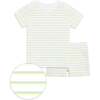The Organic Short Sleeve Pajama Set, Lemon Double Stripe - Pajamas - 1 - thumbnail