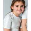 The Organic Short Sleeve Pajama Set, Lemon Double Stripe - Pajamas - 4