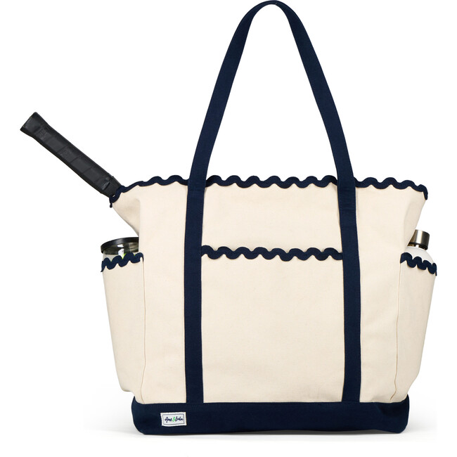 Scalloped Tennis Tote, Navy - Bags - 1