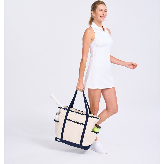 Scalloped Tennis Tote, Navy - Bags - 5