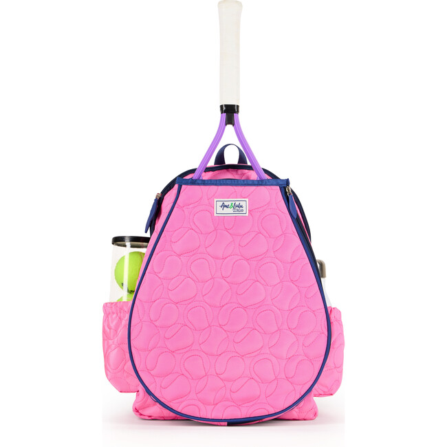 Little Love Tennis Backpack, Quilted Pink Tennis Balls