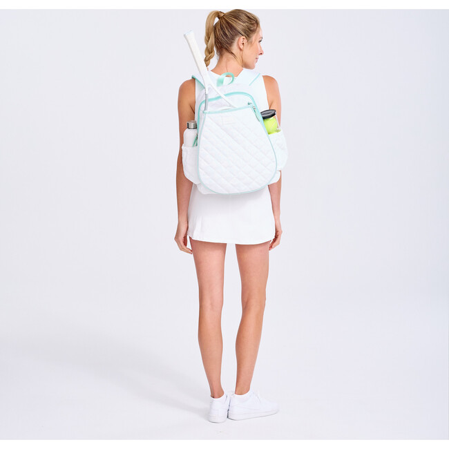 Game On Tennis Backpack, Quilted White & Light Blue - Bags - 2