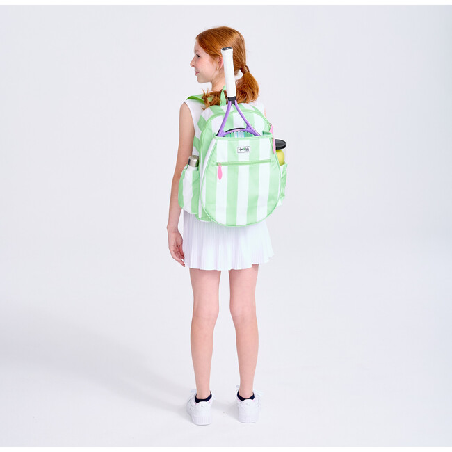 Junior Love Tennis Backpack, Mint/White Cabana Stripe - Backpacks - 2