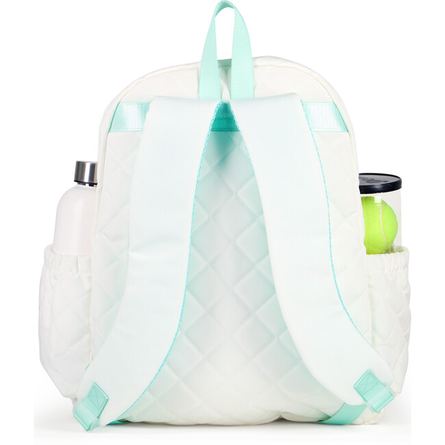 Game On Tennis Backpack, Quilted White & Light Blue - Bags - 3
