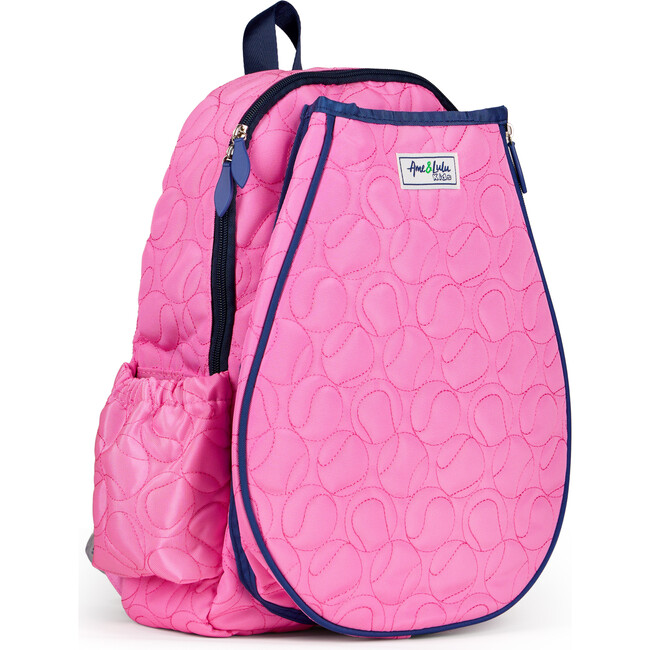 Little Love Tennis Backpack, Quilted Pink Tennis Balls - Backpacks - 4