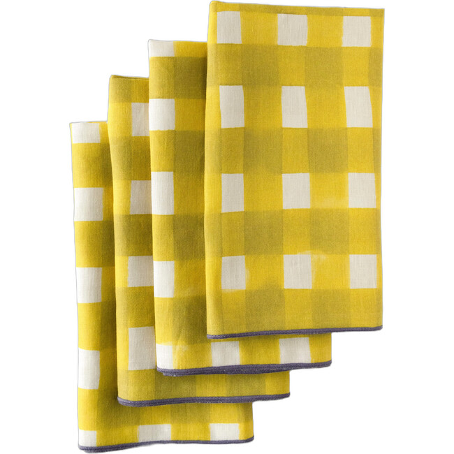 Yellow Cross Hatch Napkin, Set of 4
