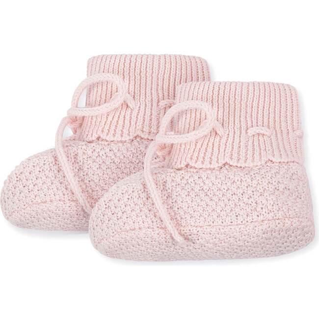 Organic Sweater Bonnet and Bootie 2-Piece Set, Pale Pink Bonnet Set