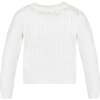 Organic Long Sleeve Cable Knit Cardigan Sweater, Soft White Cable - Sweaters - 2