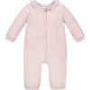 Organic Ruffle Collar Button Front Sweater Romper, Pale Pink Seed Stitch - Rompers - 1 - thumbnail