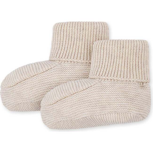 Organic Sweater Bonnet and Bootie 2-Piece Set, Light Oatmeal Bonnet Set - Mixed Apparel Set - 2