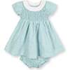 Short Sleeve Linen Dress with Ruffle Collar, Tea Room Floral - Dresses - 1 - thumbnail