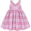 Sleeveless Linen Swing Dress, Tea Room Pink Plaid - Dresses - 2