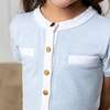 Organic Short Sleeve French Terry Contrast Trim Dress, Light Blue Heather - Dresses - 4
