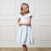 Organic Sateen Cap Sleeve Special Occasion Smocked Flower Girl Dress, Airy Blue - Dresses - 3