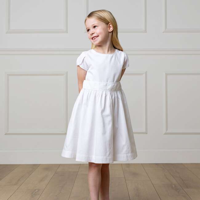 Organic Tulip Sleeve Swiss Dot Party Dress, White Swiss Dot - Dresses - 3