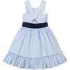Organic Sleeveless Special Occasion Seersucker Party Dress with Cross Back, Classic Blue Gingham - Dresses - 2