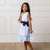 Organic Sleeveless Special Occasion Seersucker Party Dress with Cross Back, Classic Blue Gingham - Dresses - 3