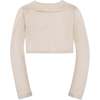 Organic Cropped Special Detail Sweater Cardigan, Light Oatmeal Scallop - Sweaters - 2