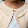 Organic Cropped Special Detail Sweater Cardigan, Light Oatmeal Scallop - Sweaters - 3