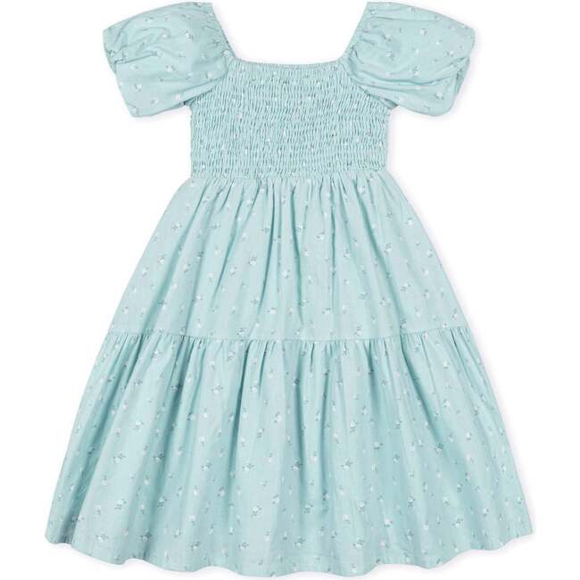 Linen Smocked Short Bubble Sleeve Dress, Tea Room Floral - Dresses - 2