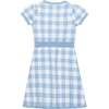 Organic Short Sleeve Button Front Sweater Dress, Classic Blue Gingham - Dresses - 2